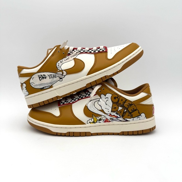 NIB NWT New Nike Dunk Low Retro Men's 10.5 Custom Green Day Dookie Shoes Kicks - Picture 1 of 11